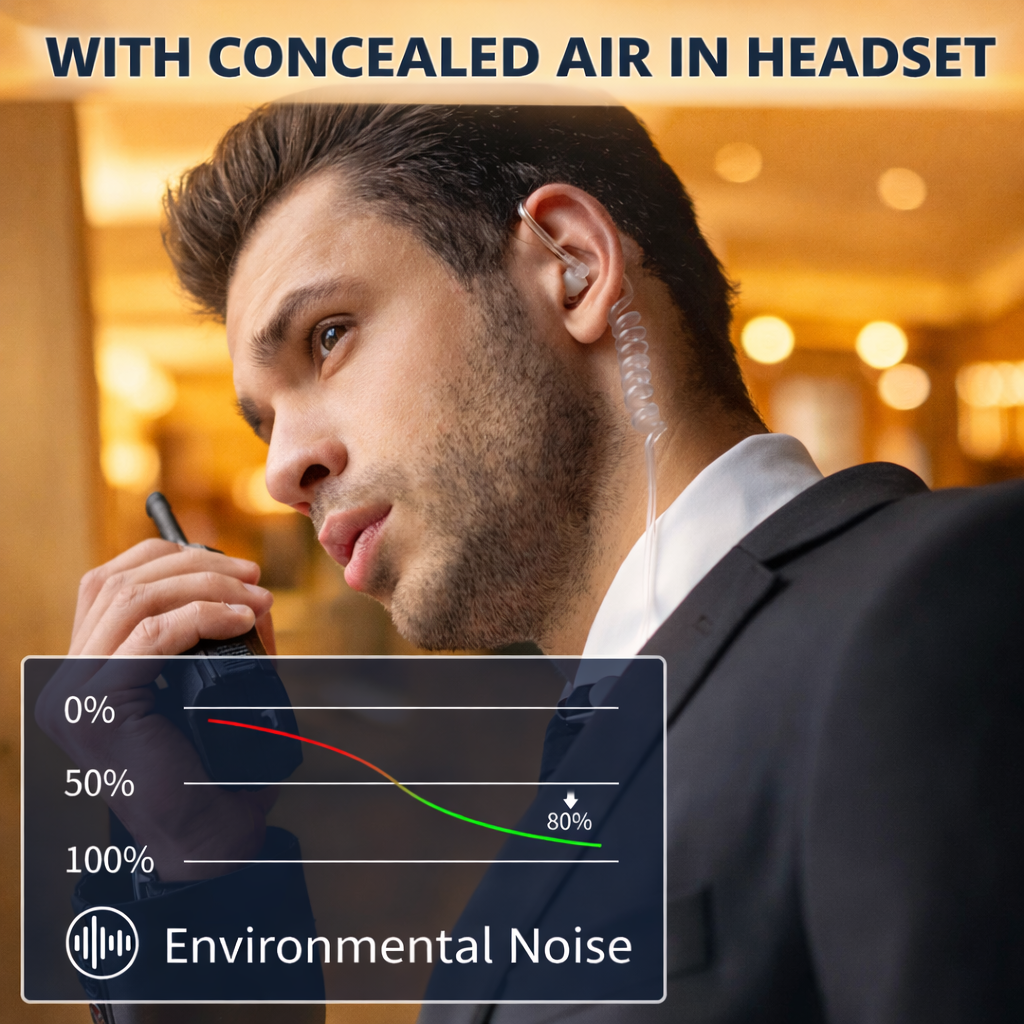 JUCJET 2-Pin Walkie Talkie Earpiece 6-Pack | Two-Way Radio Headset with Mic & PTT