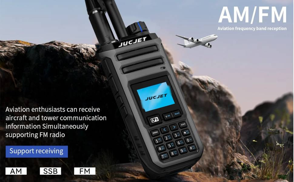 JUCJET TK11(5) receiving the AM aviation band, with AM, SSB and FM receive