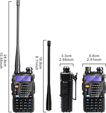 JUCJET UV-5RE Walkie Talkie | Dual Band VHF UHF Two Way Radio, 128 Channels, VOX, USB Charging (License Required)
