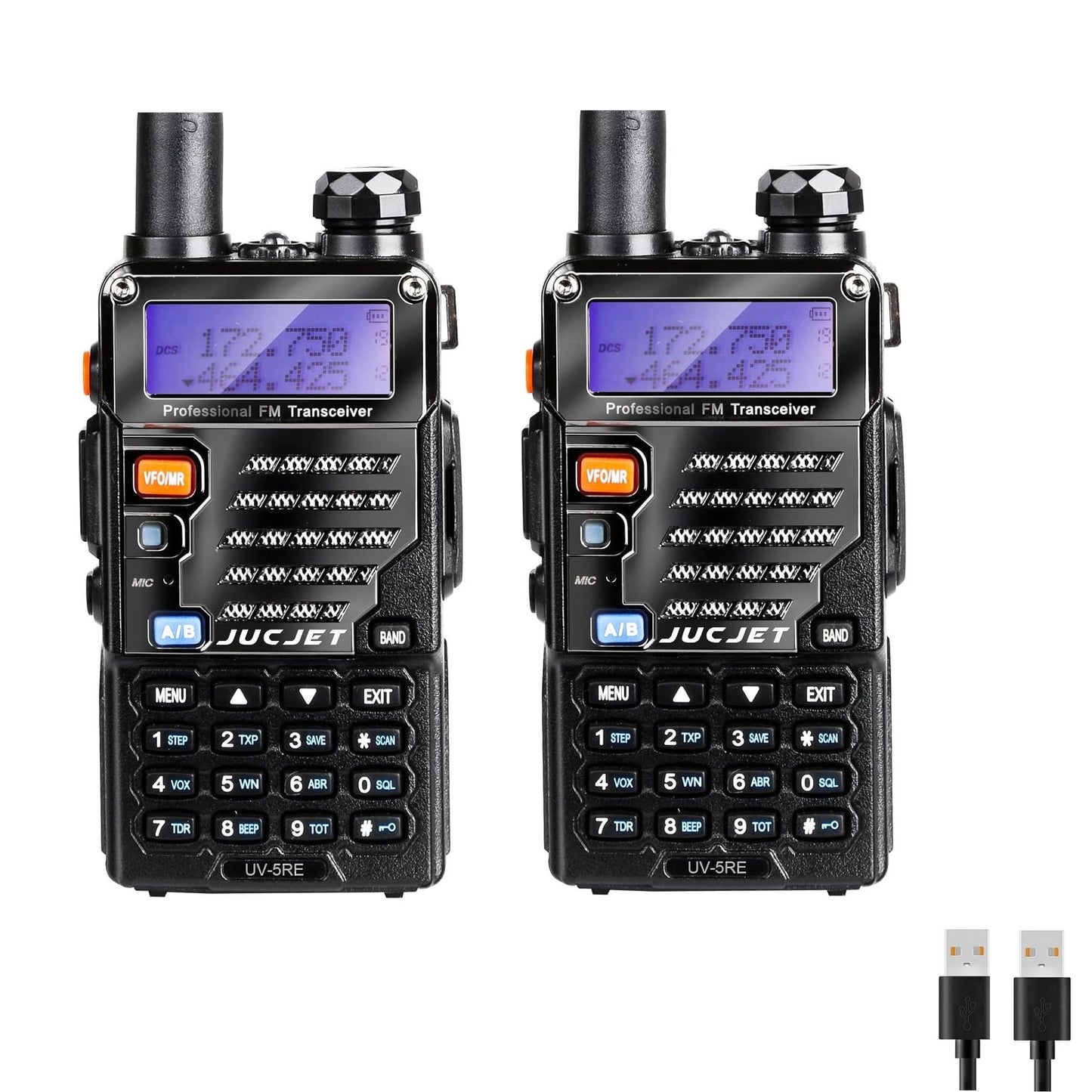 JUCJET UV-5RE Walkie Talkie | Dual Band VHF UHF Two Way Radio, 128 Channels, VOX, USB Charging (License Required)