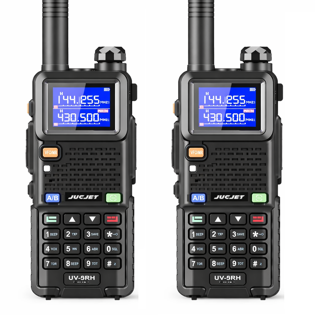 JUCJET 5RH 999 Channel Dual Band Walkie Talkie – 1.77" TFT Color Display VHF/UHF Two Way Radio with One-Key Frequency Copy & High-Gain Antenna
