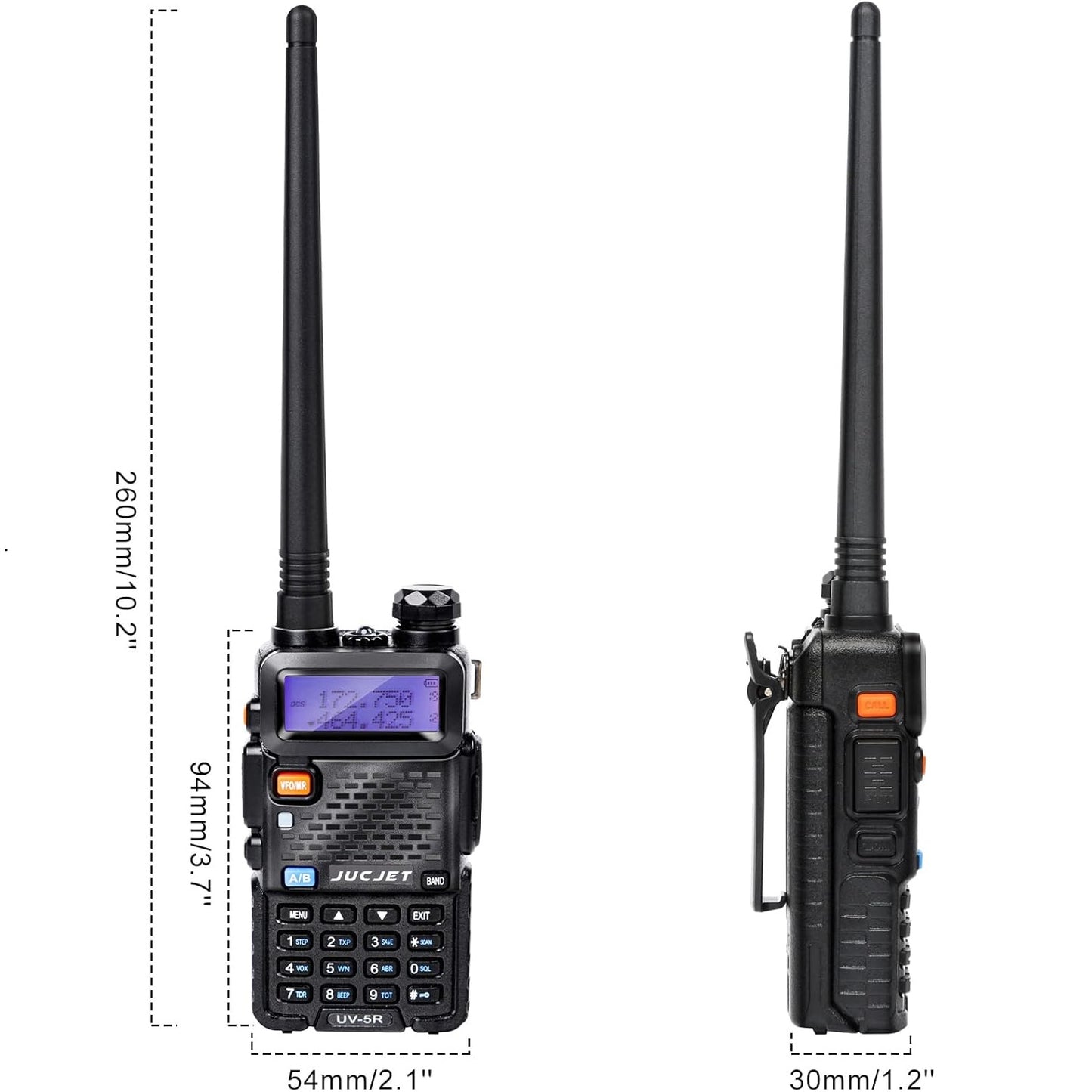 JUCJET 5R 128 Channel Manual Tuning Dual Band Walkie Talkie – Entry Level VHF/UHF Two Way Radio