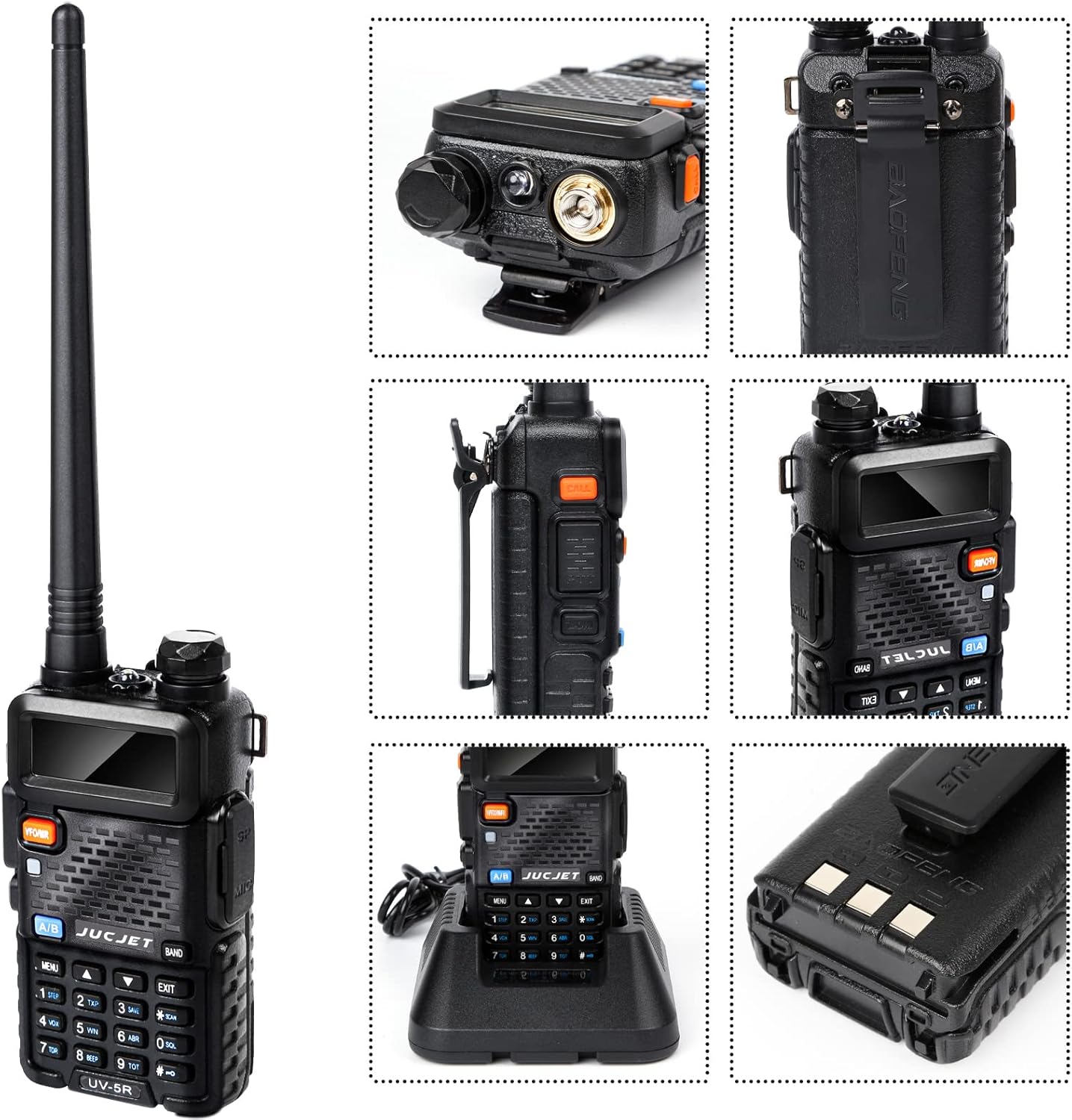 JUCJET 5R 128 Channel Manual Tuning Dual Band Walkie Talkie – Entry Level VHF/UHF Two Way Radio