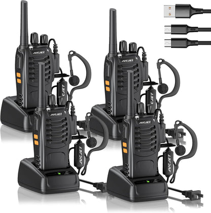 JUCJET H888S FRS two way radios, 16 channel rechargeable walkie talkies with earpieces