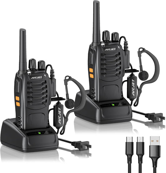 JUCJET H888S FRS two way radios, 16 channel rechargeable walkie talkies with earpieces