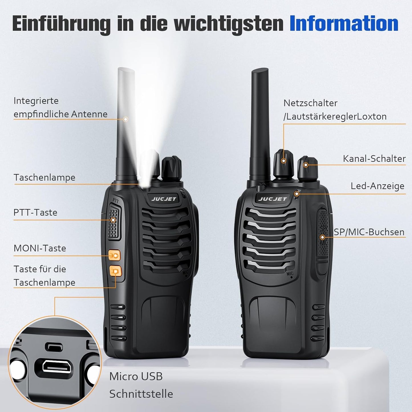 JUJCET Professional Two-Way Radio 88E
