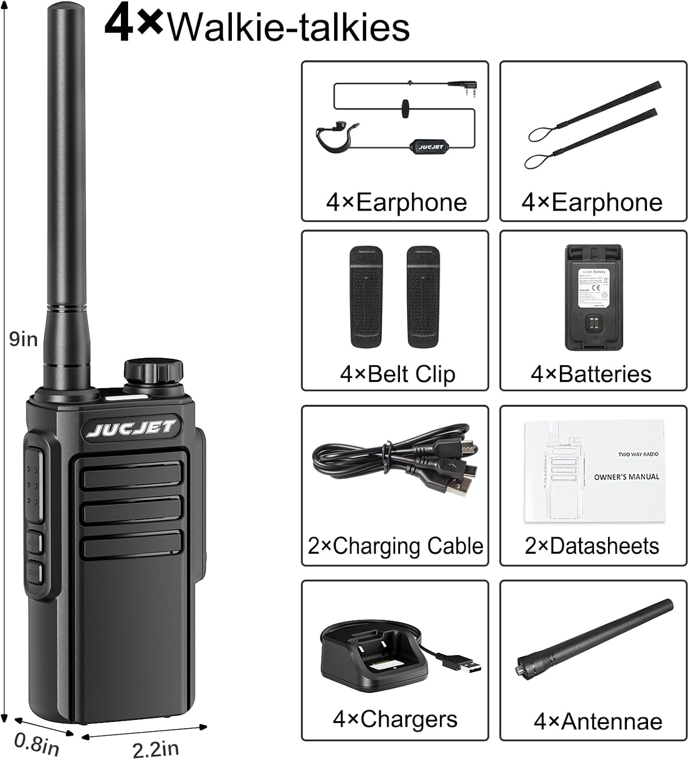JUCJET EP31 Waterproof Two-Way Radio – Long Range PMR446 Walkie Talkie for Security & Outdoor Use