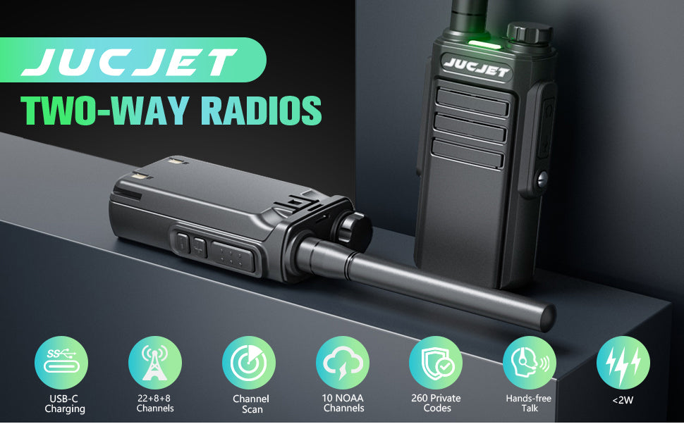 JUCJET EP31 Waterproof Two-Way Radio – Long Range PMR446 Walkie Talkie for Security & Outdoor Use