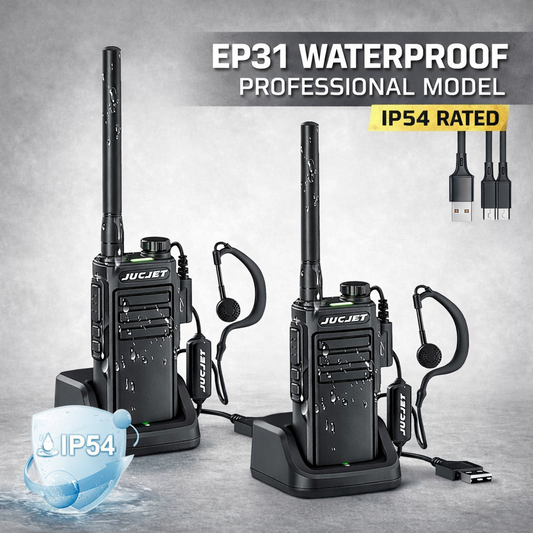JUCJET EP31 Waterproof Two-Way Radio – Long Range PMR446 Walkie Talkie for Security & Outdoor Use