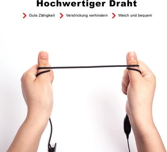 JUCJET Walkie Talkie Headset | Two-Way Radio Earpiece with Mic & PTT (2-Pin, Braided Cable, 2-Pack / 5-Pack)