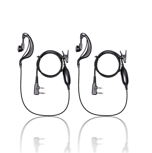 JUCJET Walkie Talkie Headset | Two-Way Radio Earpiece with Mic & PTT (2-Pin, Braided Cable, 2-Pack / 5-Pack)