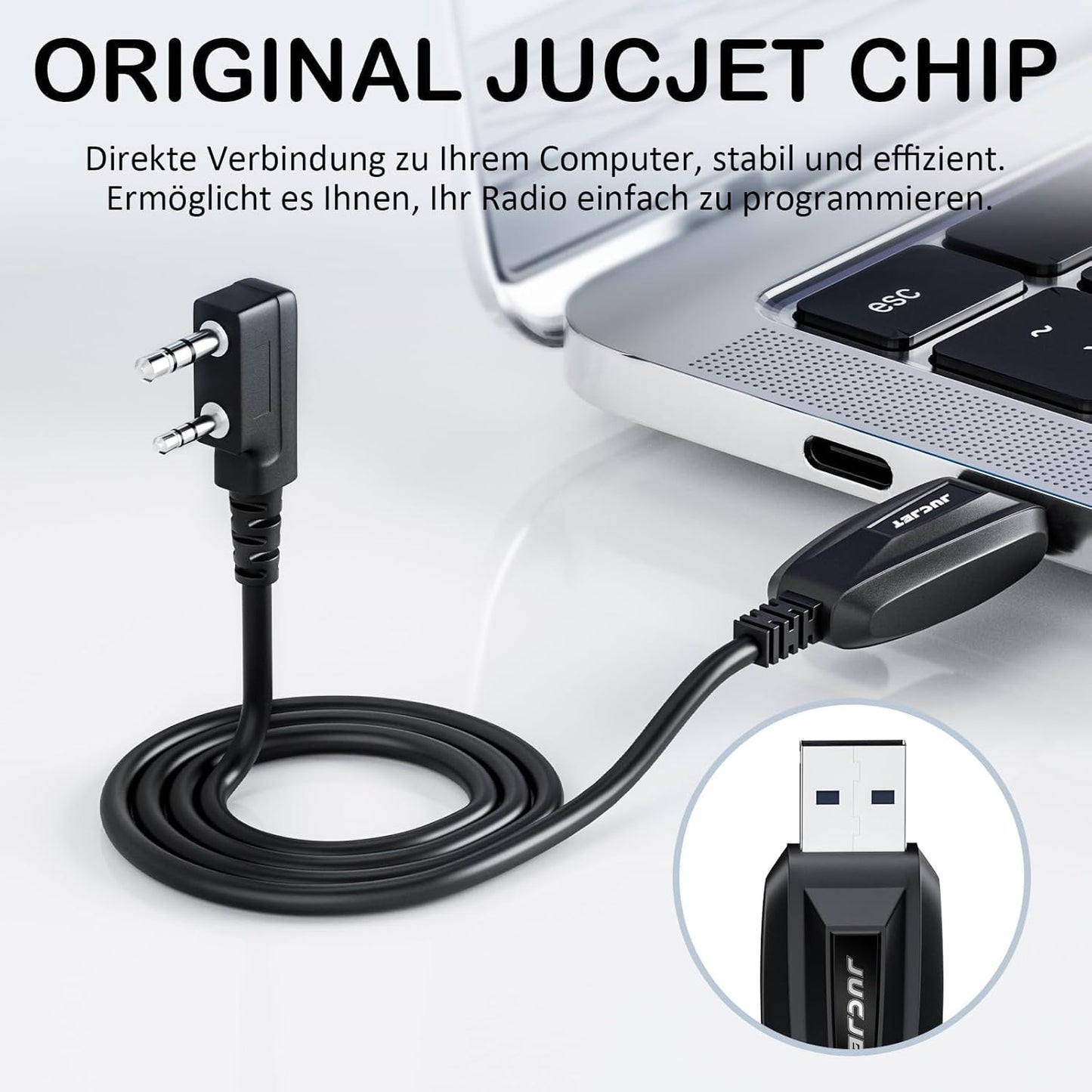 JUCJET two pin programming cable for handheld two way radio