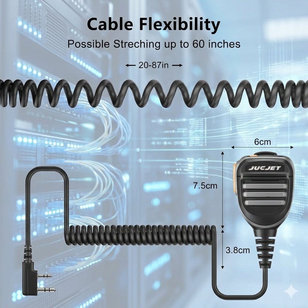 JUCJET Walkie Talkie Speaker Microphone with PTT | Two-Way Radio Microphone for Baofeng, Retevis, Kenwood