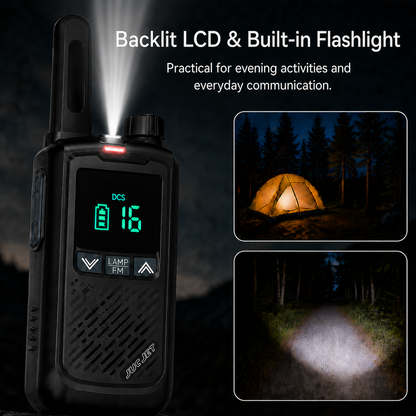 JUCJET T17 PMR446 Walkie Talkies, 16 Channels, VOX, USB Charging, 2-Pack Yellow & Black