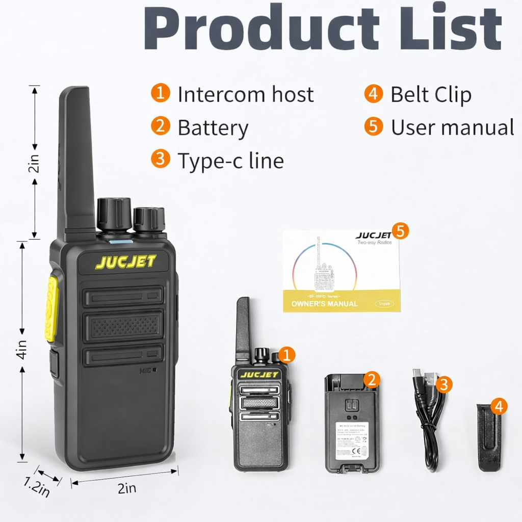 JUCJET V12D PMR446 license free walkie talkie