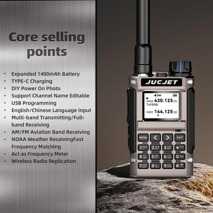 JUCJET UV-K1(8) key features: Type-C charging, custom power-on image, editable channel names, USB programming, air band receive