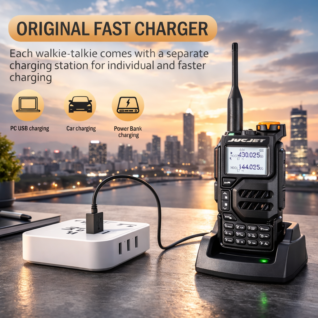 JUCJET K5 Dual Band Two-Way Radio | Long Range VHF/UHF Walkie Talkie