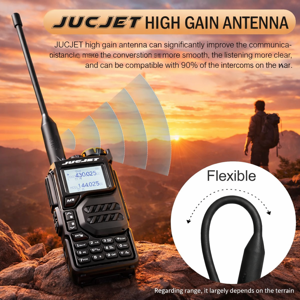 JUCJET K5 Dual Band Two-Way Radio | Long Range VHF/UHF Walkie Talkie