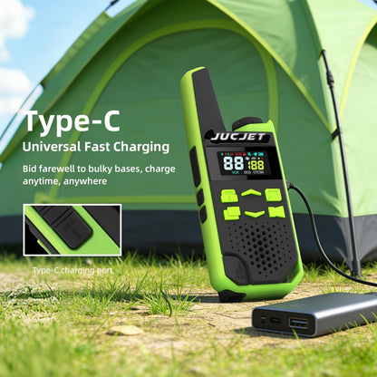 Green JUCJET TG-FR1 charging from a power bank via the USB-C port