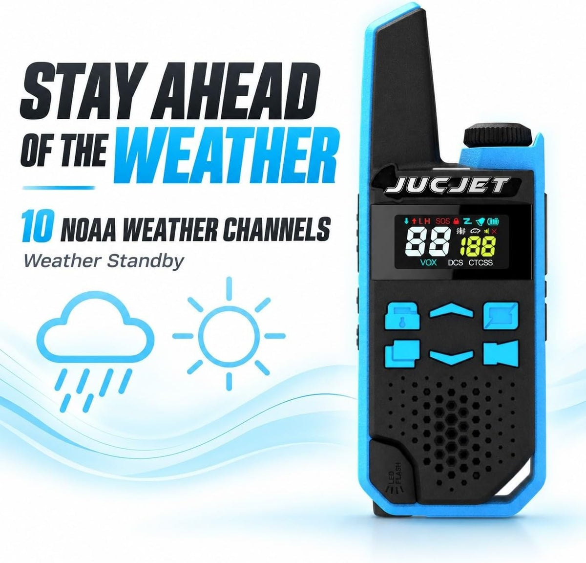 JUCJET TG-FR1 FRS radio with 10 NOAA weather channels