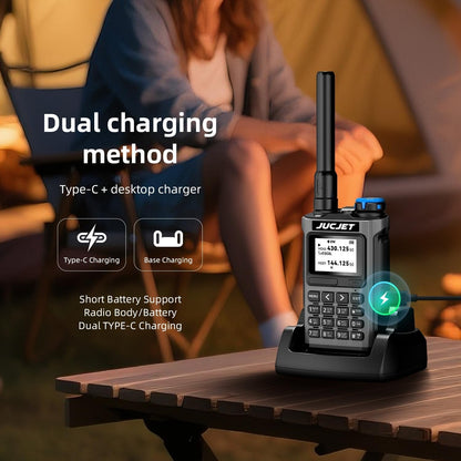 UV-K1 dual charging: USB Type-C port and desktop charging base